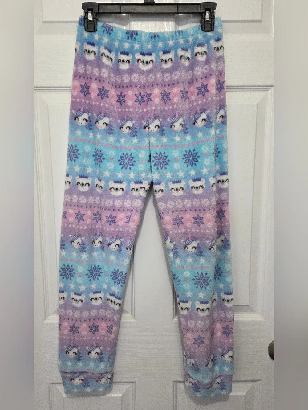 The Children's Place Girls Unicorn Blue & Purple Soft Fleece Pajamas Size XL 14